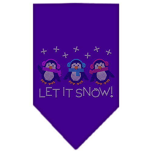 Let It Snow Penguins Rhinestone Bandana Purple Small